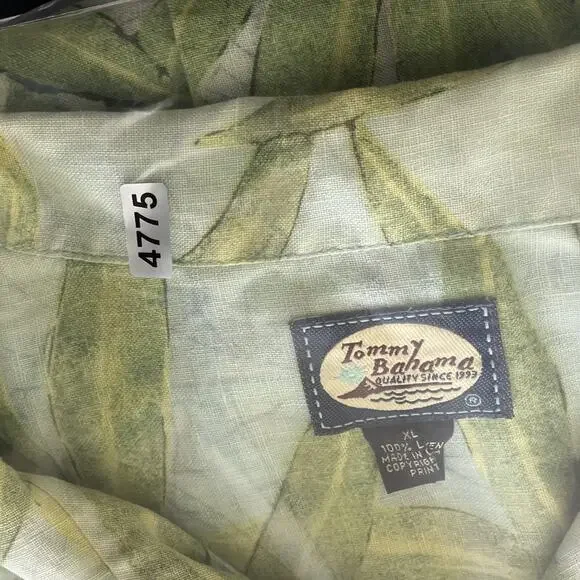 Tommy Bahama Linen Camp Shirt Mens XL Button Up Tropical Parrot Aloha Hawaiian - Picture 15 of 15